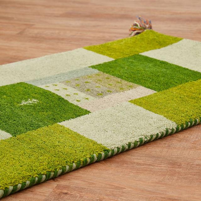 ギャッベ ラグ GABBEH D11 グリーン 70×120cm メーカー直送 ▼返品・キャンセル不可【他商品との同時購入不可】