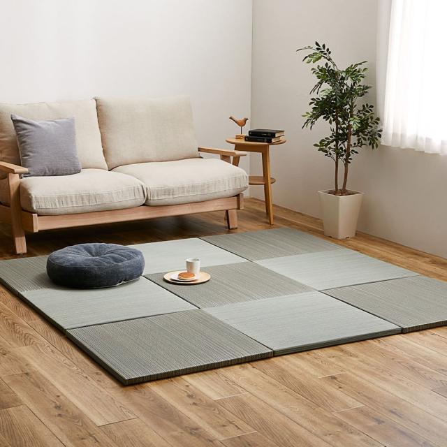 カラーの選べる軽量置き畳 紗彩 ブルー 同色9枚組 【直送品】 返品・キャンセル・他商品と同時購入は不可