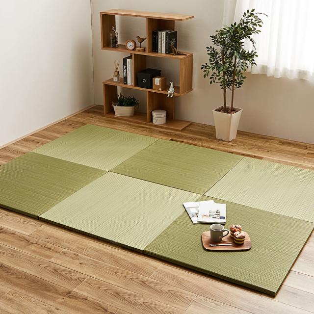 カラーの選べる軽量置き畳 綾川 グリーン 同色6枚組 メーカー直送 ▼返品・キャンセル不可【他商品との同時購入不可】   の通販は