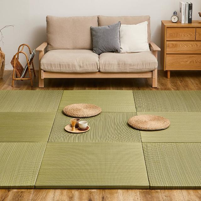 カラーの選べる軽量置き畳 綾川 グリーン 同色9枚組 【直送品】 返品・キャンセル・他商品と同時購入は不可