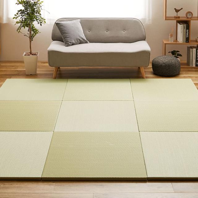 水拭きできる い草風置き畳 綾模様 グリーン 同色9枚組 【直送品】 返品・キャンセル・他商品と同時購入は不可