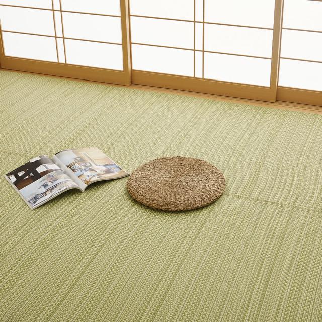 洗えるい草風カーペット ライアン 江戸間15畳 グリーン  【直送品】 返品・キャンセル・他商品と同時購入は不可