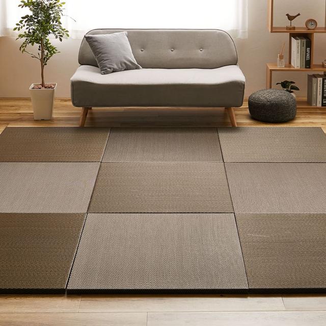 水拭きできる い草風置き畳 綾模様 ブラウン 同色12枚組  【直送品】 返品・キャンセル・他商品と同時購入は不可