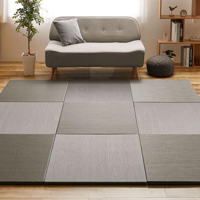 水拭きできる い草風置き畳 綾模様 グレー 同色12枚組  【直送品】 返品・キャンセル・他商品と同時購入は不可