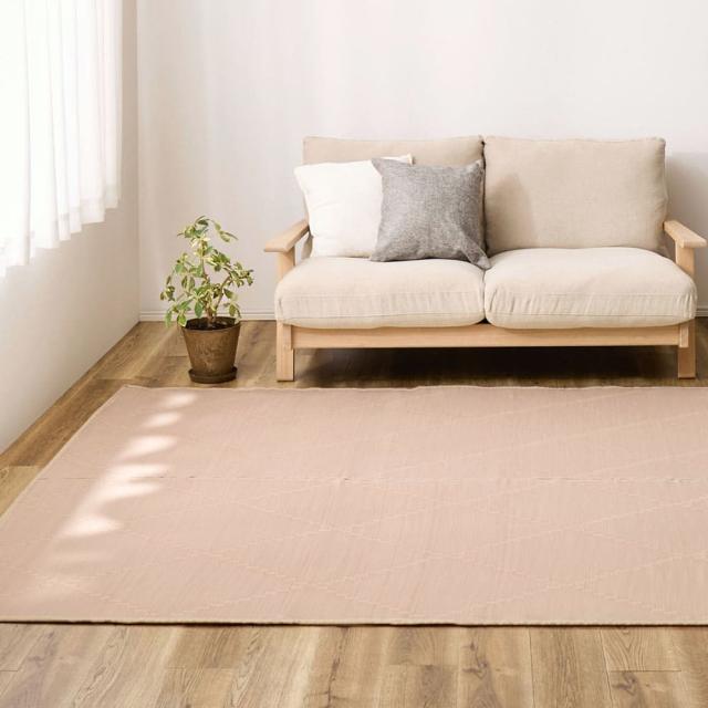 裏付き 洗えるい草風カーペット モンド 江戸間4.5畳 ピンク 【直送品】 返品・キャンセル・他商品と同時購入は不可