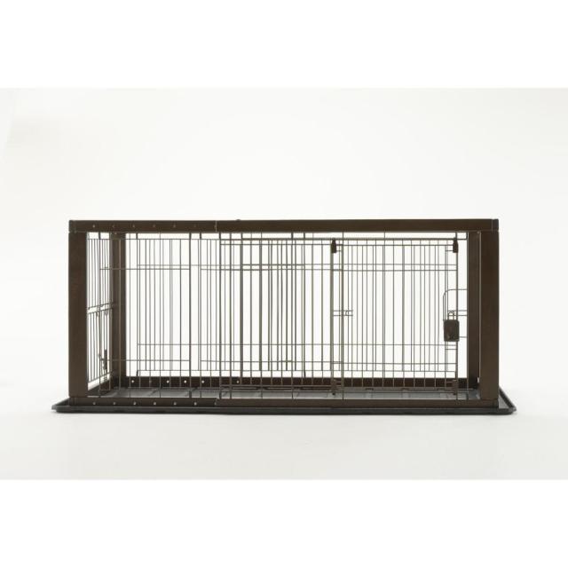 木製スライドペットサークル レギュラー ダークブラウン 【直送品】 返品・キャンセル・他商品と同時購入は不可