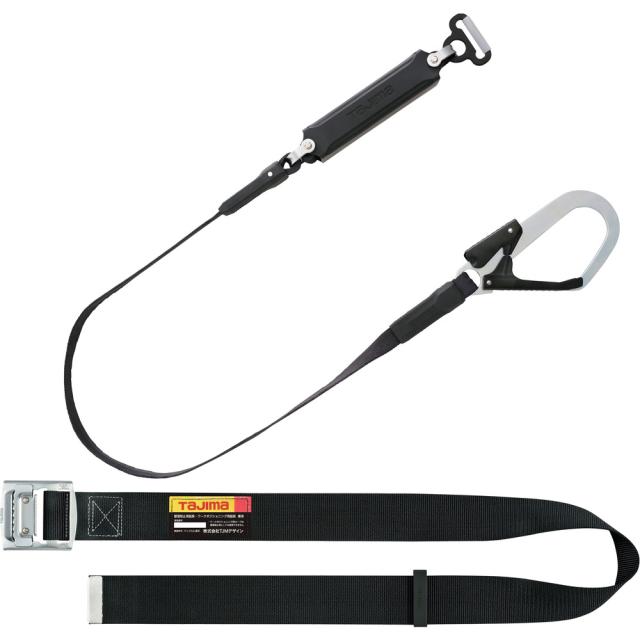 タジマ 胴ベルト スチール M 黒 平ロープ A環L1セット 【直送品】 返品・キャンセル・他商品と同時購入は不可