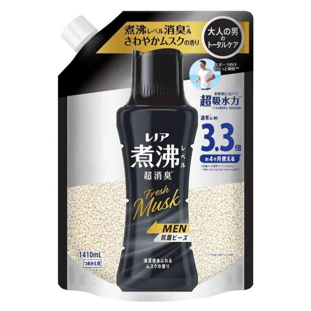P&amp;G レノア煮沸レベル消臭抗菌ビーズ゛MEN清潔感あふれるムスクの香りつめかえ用超特大 1410ml   【5個セット】