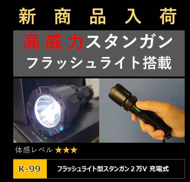 フラッシュライト型スタンガン K 99 最大 000ボルト Usb充電式 送料無料 女性におすすめ 防犯対策 煽り運転トラブル 護身用の通販はau Pay マーケット 杜の都のセキュリティショップ