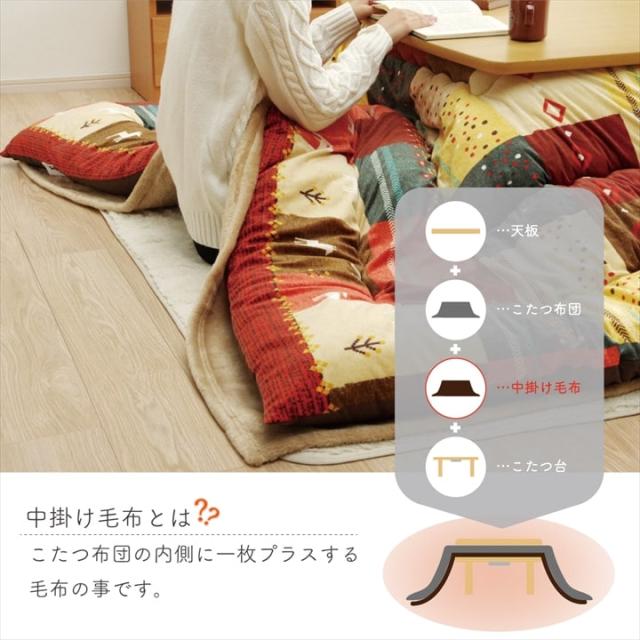 こたつ布団用 中掛け毛布 洗える 長方形 アクリル 約200×240cm 洗えるこたつ中掛け毛布_1