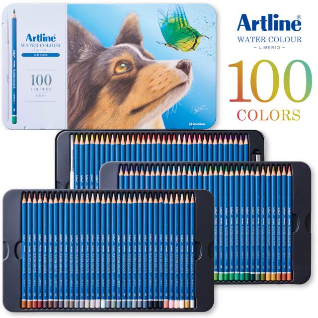 水彩色鉛筆 100色セット Artline アートライン 水彩色鉛筆セット シヤチハタ KCPL-W100C/H