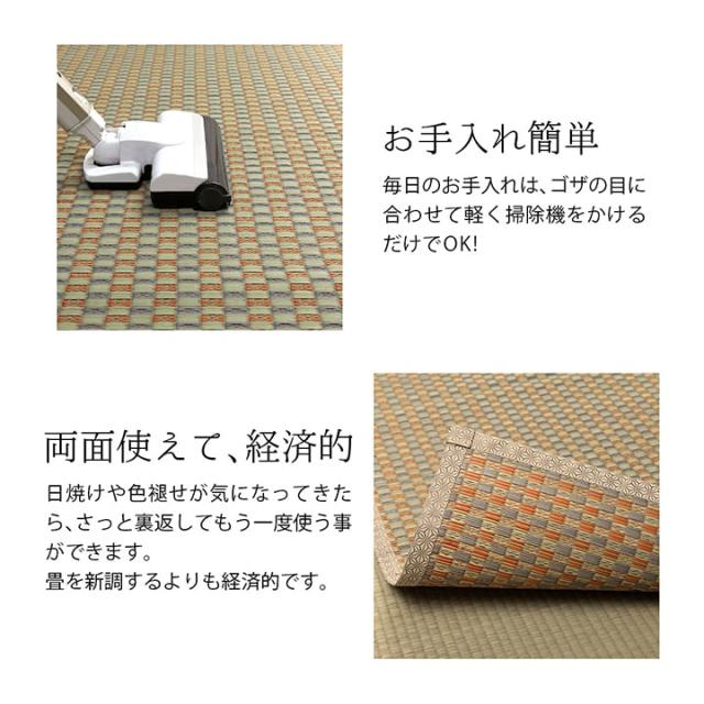 上敷き ゴザ 敷詰 カーペット い草 自然素材 日本製 国産 消臭 抗菌防臭 麻の葉 レトロ 和 江戸間4.5畳 約261×261cm 安心安全の純国産い草上敷き 