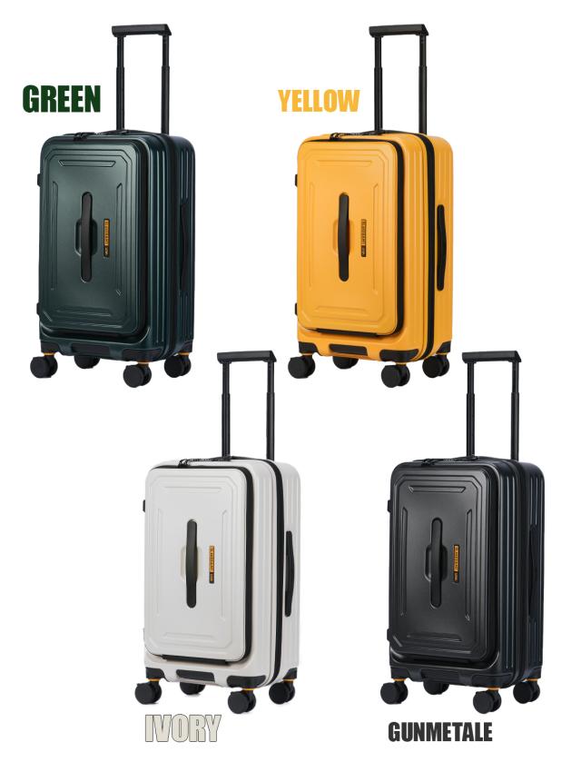 商品レビューで+5%｜5LAKES＆MT スーツケース Mサイズ 45L/54L フロントオープン 拡張機能付き ストッパー付き ドリンクホルダー C GEAR 310-4011 キャリーケース キャリーバッグ_1