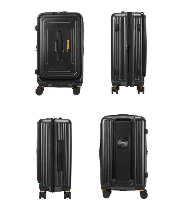 商品レビューで+5%｜5LAKES＆MT スーツケース Mサイズ 45L/54L フロントオープン 拡張機能付き ストッパー付き ドリンクホルダー C GEAR 310-4011 キャリーケース キャリーバッグ_2