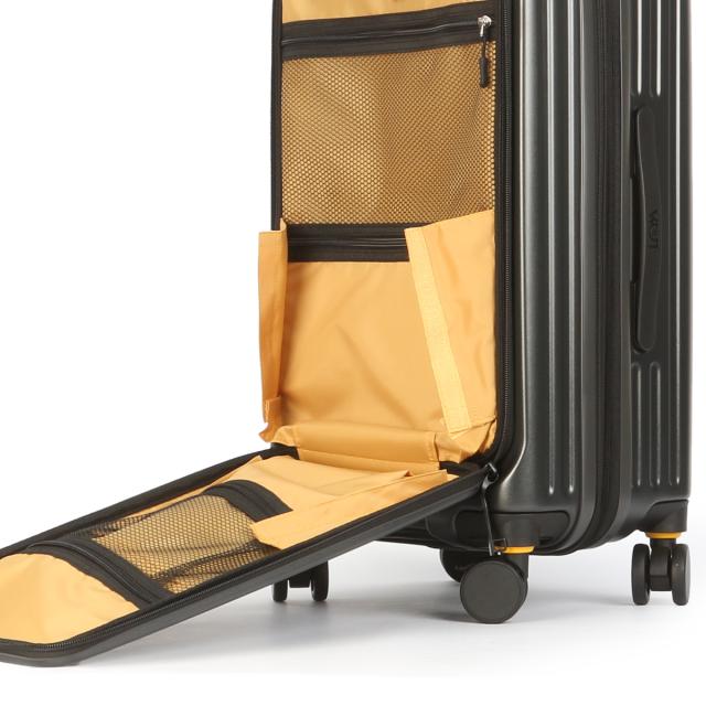 商品レビューで+5%｜5LAKES＆MT スーツケース Mサイズ 45L/54L フロントオープン 拡張機能付き ストッパー付き ドリンクホルダー C GEAR 310-4011 キャリーケース キャリーバッグ_4