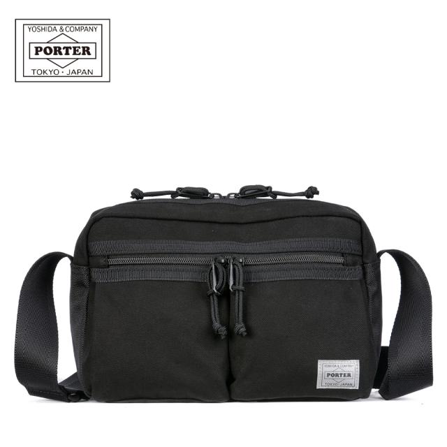 メンズ PORTER TOKYO キャンバス ベルトバッグ ブラック