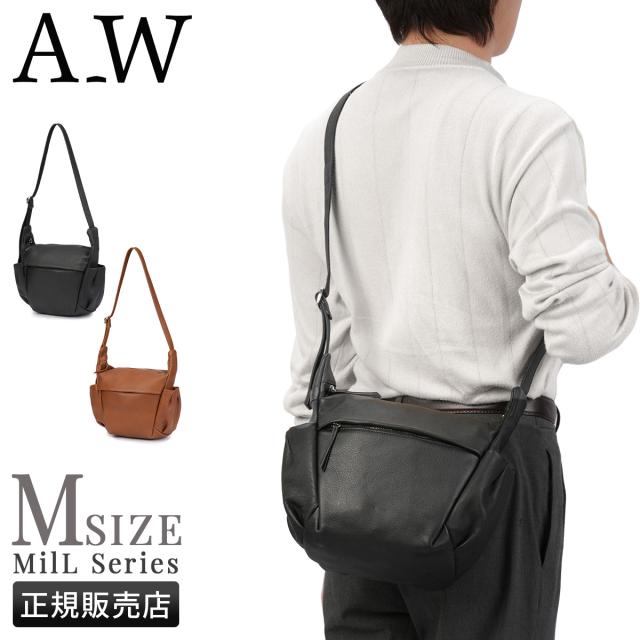 商品レビューで+5%｜アウ ミル ショルダーバッグ Mサイズ 本革 日本製 A_W MilL AB-013