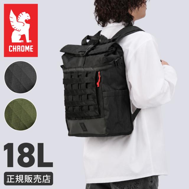 商品レビューで+5%｜クローム インダストリーズ バラージ バックパック ロールトップ リュック 18L 撥水 防水 耐水 ブラックXRF/モスX CHROME INDUSTRIES BARRAGE BG366