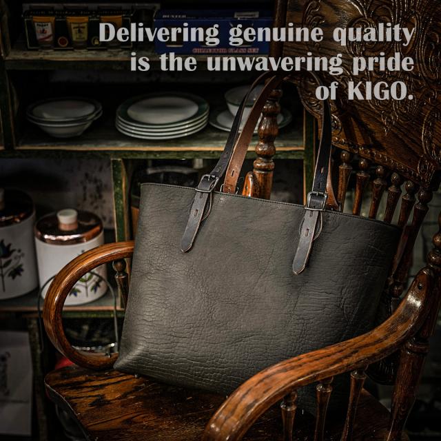 商品レビューで+5%｜キゴ トートバッグ B4 本革 ブルハイドレザー 日本製 肩掛け 底鋲 天ファスナー KIGO KGBG2423-HOC_1