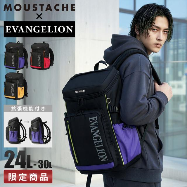 商品レビューで+5%｜ムスタッシュ エヴァンゲリオンコラボ リュック スクエア B4 24L/30L 拡張 MOUSTACHE EVANGELION MEV-4007