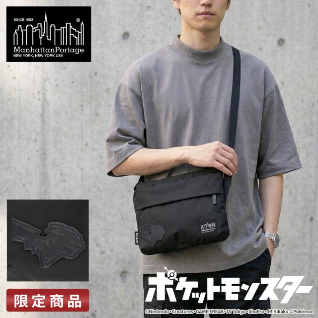 商品レビューで+5%｜マンハッタンポーテージ ブラックレーベル ポケモン ポケットモンスター ショルダーバッグ サコッシュ ブランド 斜めがけ 小さめ 横型 薄型 薄マチ スリム Manhattan Portage BLACK LABEL KENSINGTON SHOULDER BAG TWL MP1095TWLBLPKMN