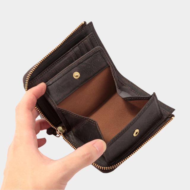 商品レビューで+5%｜SLOW スロウ 財布 二つ折り財布 box型小銭入れ L字ファスナー 本革 レザー クーズー ミドルウォレット メンズ レディース ブランド kudu 333s82i_7