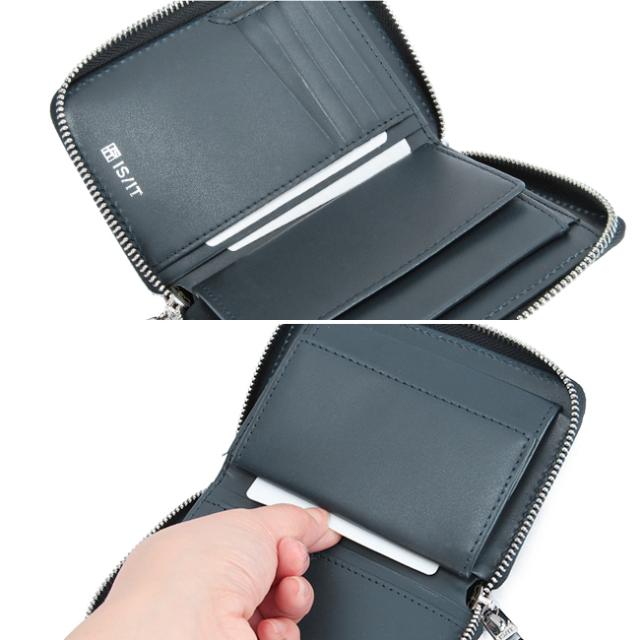 商品レビューで+5%｜IS/IT イズイット 財布 二つ折り財布 本革 ミドルウォレット メンズ ラウンドファスナー ボックス型 isit-958605