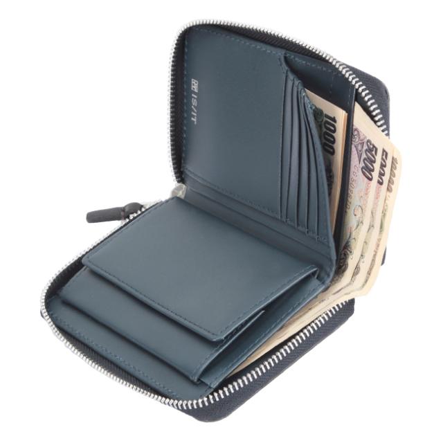 商品レビューで+5%｜IS/IT イズイット 財布 二つ折り財布 本革 ミドルウォレット メンズ ラウンドファスナー ボックス型 isit-958605