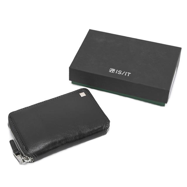 商品レビューで+5%｜IS/IT イズイット 財布 二つ折り財布 本革 ミドルウォレット メンズ ラウンドファスナー ボックス型 isit-958605