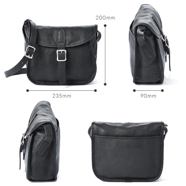 SLOW ショルダーバッグ メッセンジャーバッグレザーバッグ本革ブラック