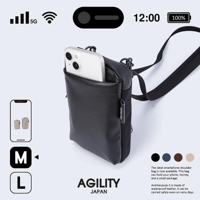 商品レビューで+5%｜アジリティ スマホショルダー スマホポーチ メンズ レディース バッグ 財布 お財布機能付き 本革 レザー スマホポシェット ショルダーウォレット ブランド SGシュリンク iphone se/11/12/13/14 AGILITY 0529 新作