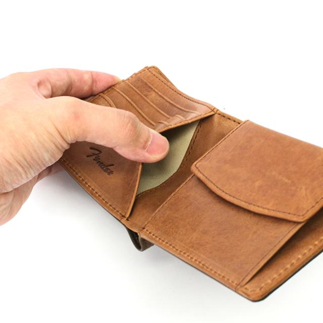 商いもの文芸評論で+5%｜どろ除け 二つ折り紙入れ メンズ レディース ブランド名 本革 国産なめし革 サンバースト Fender 950-502