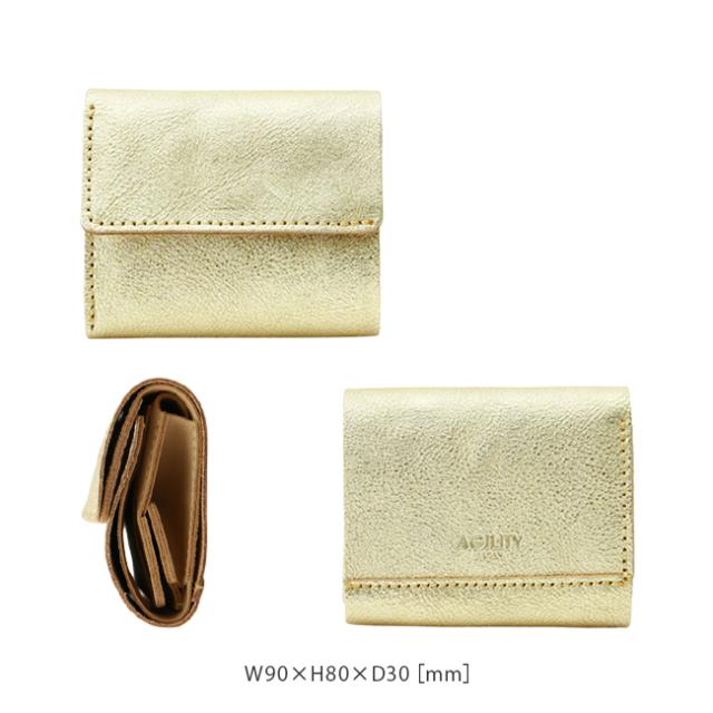 商品レビューで+5%｜アジリティ シルバー ゴールド 財布 三つ折り財布