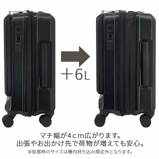 商品レビューで+5%｜グランプラス スーツケース 機内持ち込み Sサイズ SS 40L/46L フロントオープン 拡張機能付き ストッパー付き GRAND