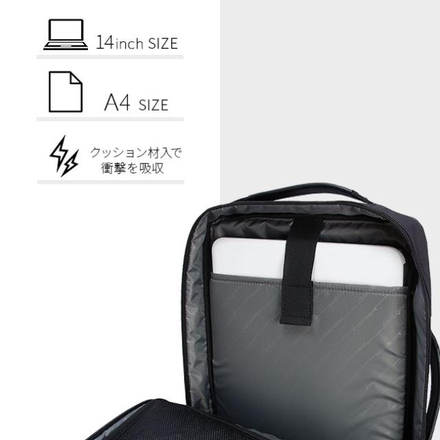 商品レビューで+5%｜サムソナイト ビジネスリュック メンズ ブランド 50代 40代 軽量 撥水 抗菌 黒 通勤 A4 2WAY ビジネスバッグ サブリム Samsonite SUB-LIM HT7-09001 41001_6