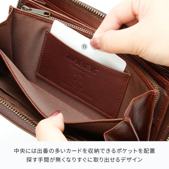 商品レビューで+5%｜アヴィレックス アビレックス 長財布 メンズ ブランド レザー 本革 ラウンドファスナー AVIREX AX9102