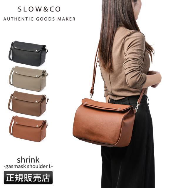 商品レビューで+5%｜SLOW スロウ バッグ ショルダーバッグ メンズ レディース ブランド レザー 本革 日本製 横型 大きめ Lサイズ SLOW shrink gasmask shoulder L 858S40P_15