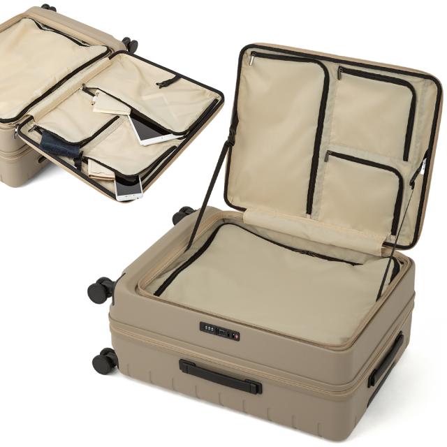 商品レビューで+5%｜エース スーツケース Mサイズ 62L/71L 軽量 中型 フロントオープン 拡張機能 静音キャスター 4輪 双輪 キャリーケース エスカレラ ACE Escalera 05652_4