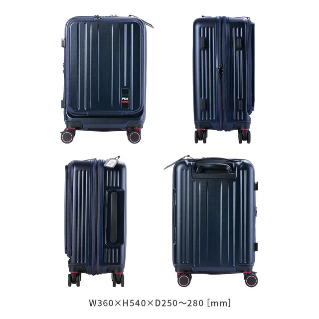 商品レビューで+5%｜フィラ コア スーツケース 機内持ち込み Sサイズ SS 37L 42L 拡張機能 軽量 ストッパー付き フロントオープン FILA CORE 260-1601_3