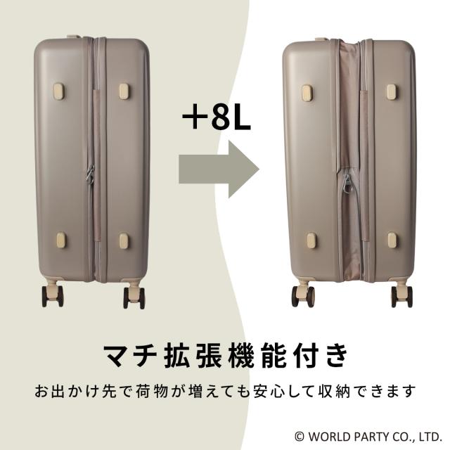 商品レビューで+5%｜Wpc. Patterns スーツケース Mサイズ 58L/66L 軽量 中型 拡張機能 静音キャスター ストッパー 4輪 双輪 ポーチ付き シンシア sincere 69001_6