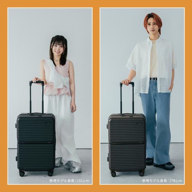 商品レビューで+5%｜エッジリンク スーツケース Mサイズ 64L 軽量 中型 フロントオープン トップオープン ストッパー 4輪 双輪 キャリーケース クルーズボックス EDGELINK CRUZBOX 05803_5