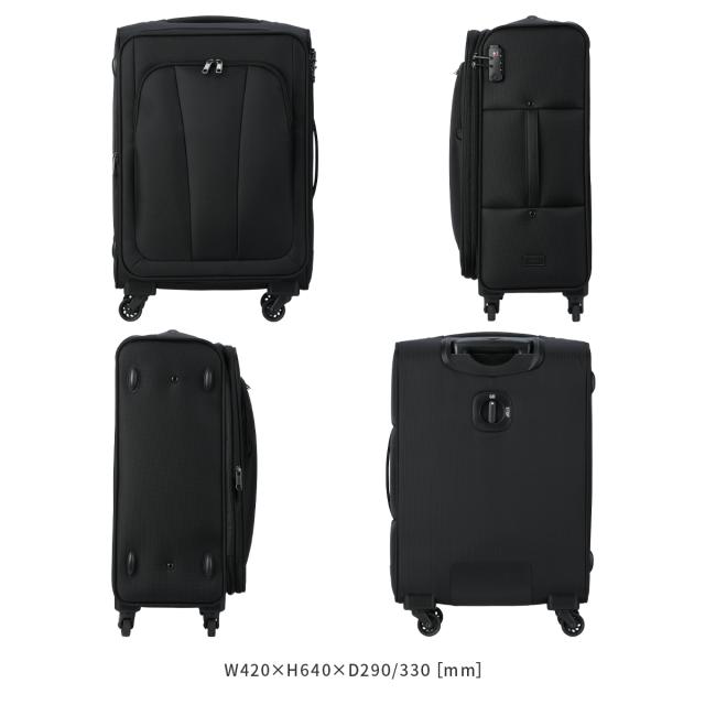 商品レビューで+5%｜エース アルザス TR スーツケース ソフトキャリーケース Mサイズ 60L/67L 拡張機能付き ストッパー付き ACE 6842200 キャリーケース キャリーバッグ_4