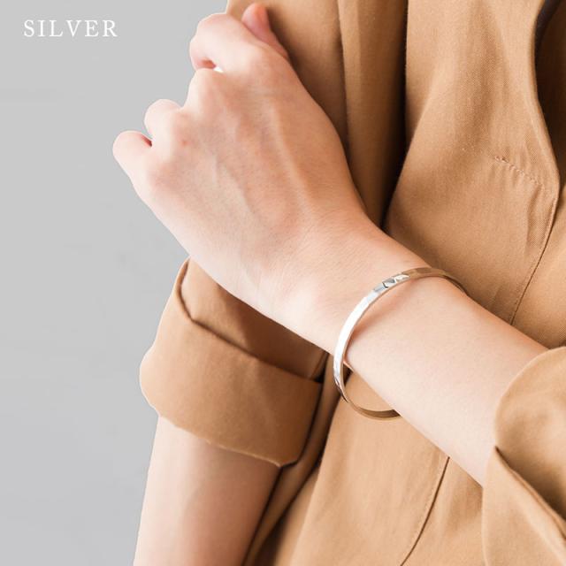 ニッケルフリー平打ち シンプル バングル ブレスレット 金属アレルギー 