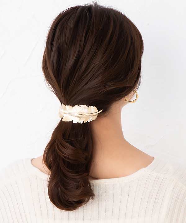 バレッタ ヘアアクセ レディース リーフ 葉っぱ 大きめ 羽