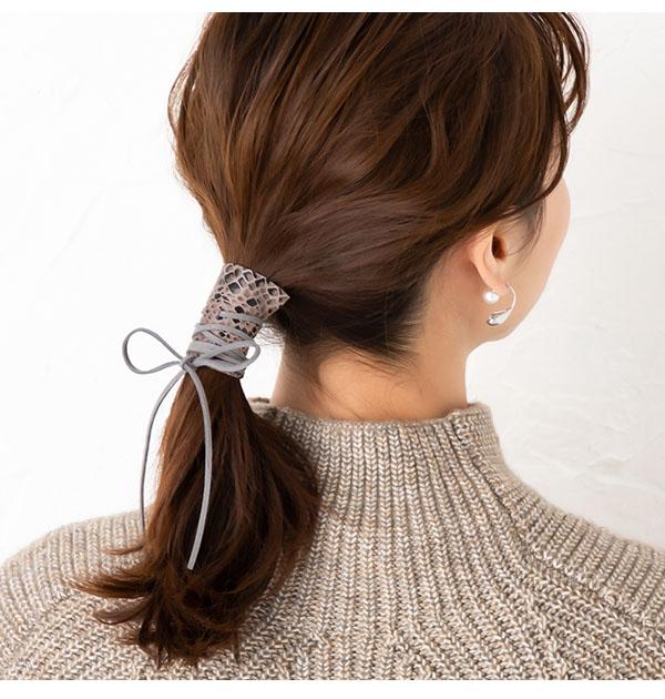 ヘアアクセサリー ワイヤーポニー風 アレンジ紐 コード リボン