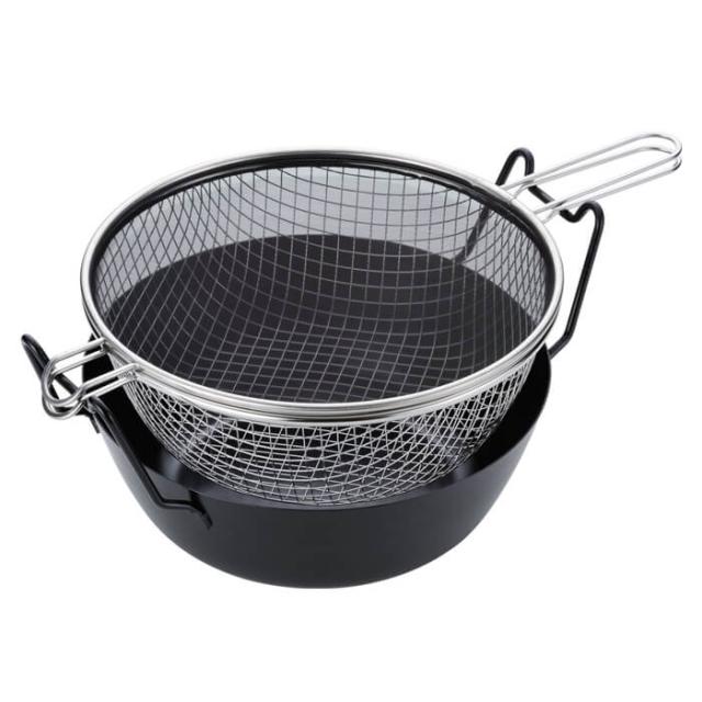 ラバーゼ 揚げ鍋 セット 28cm 鉄製 IH対応 油はね防止ネット 揚げかご付