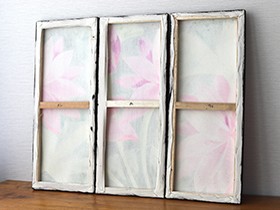 バリ絵画 プルメリア (3連)(50×60cm) アートパネル 花 壁掛け