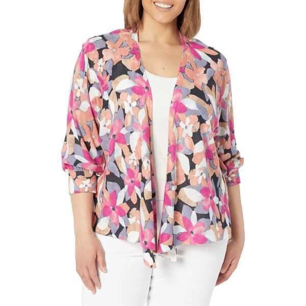 ニックプラスゾーイ レディース ニット&セーター アウター Plus Size Glowing Petals Four-Way Cardigan  Pink Multi｜au PAY マーケット