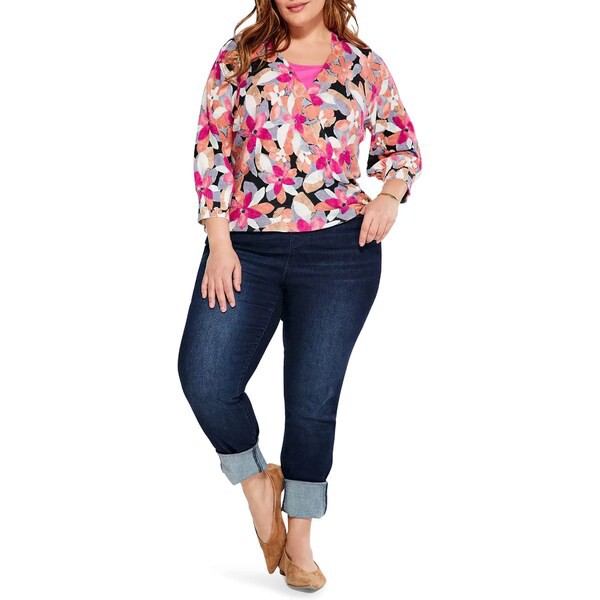 ニックプラスゾーイ レディース ニット&セーター アウター Plus Size Glowing Petals Four-Way Cardigan  Pink Multi｜au PAY マーケット