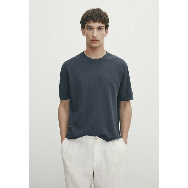 Massimo Dutti FINE CREW NECK - Basic T-shirt - mottled dark blue